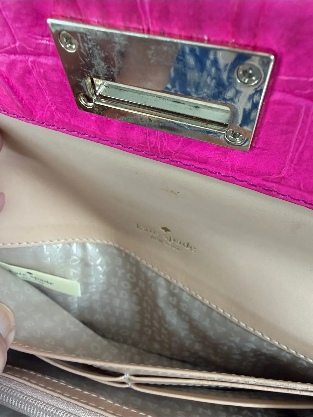 HOT PINK Kate Spade New York Wallet Textured Crocodile Embossed Leather Finish